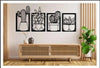 Plants 4 Pcs Set Wooden Wall Decoration.