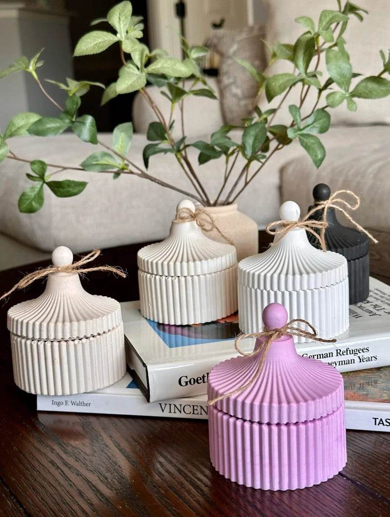 Decorative Concrete Candle Jar-Jewellery Holder Box - RiwayatbyRida